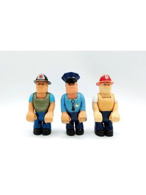 Fisher Price Husky Helper Firefighter Police Lot of 3 Vintage 1977